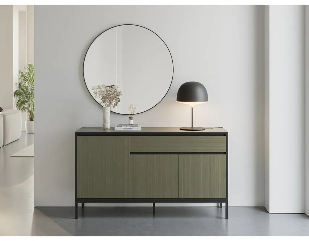Ciemnozielona niska komoda 140x80 cm Lorenza – Marckeric