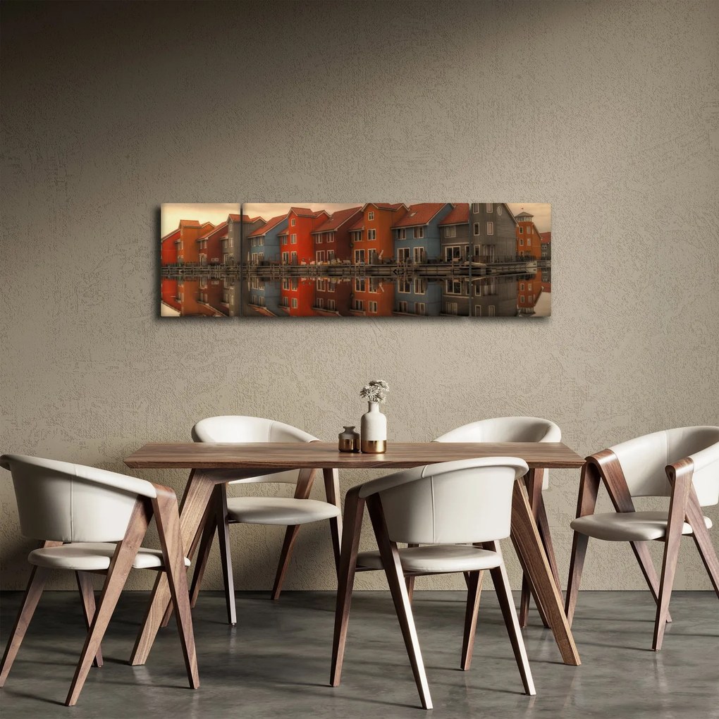 Obraz kolorowych domów (170x50 cm)