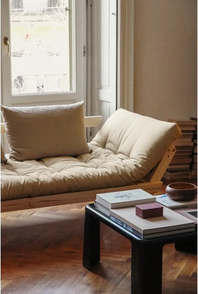 Sofa rozkładana z jasnobeżowym pokryciem Karup Design Bebop Natural