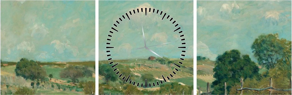 Obraz - Alfred Sisley, Meadow, reprodukcje (z zegarem) (90x30 cm)