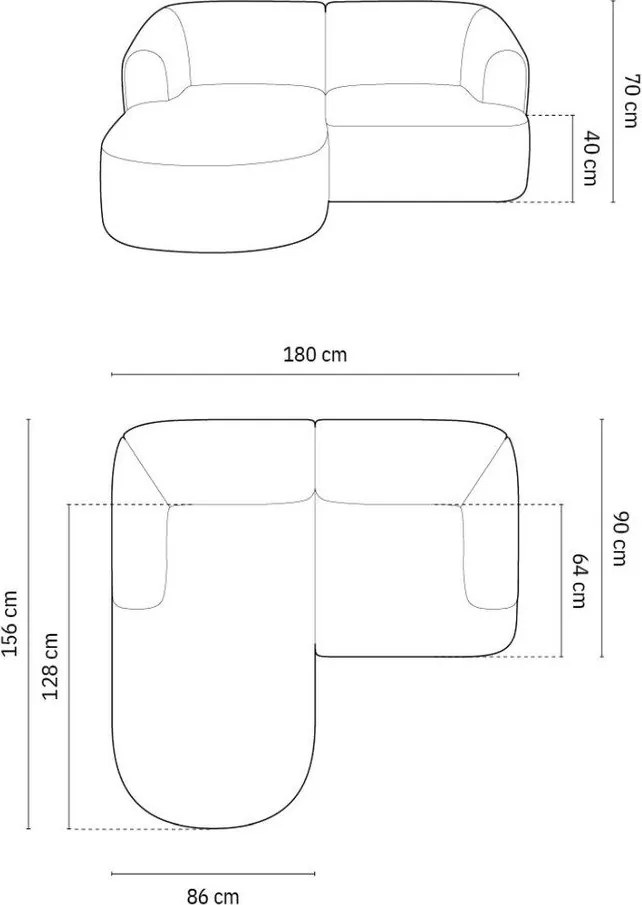 Ciemnoszary sztruksowy narożnik (lewostronny/z szezlongiem) Campi – Cosmopolitan Design
