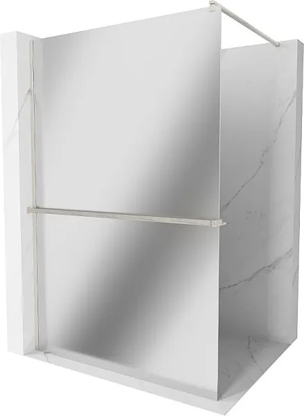 Mexen Kioto+ ścianka prysznicowa z półką Walk-in 140 x 200 cm, lustro, nikiel szczotkowany - 800-140-121-97-50