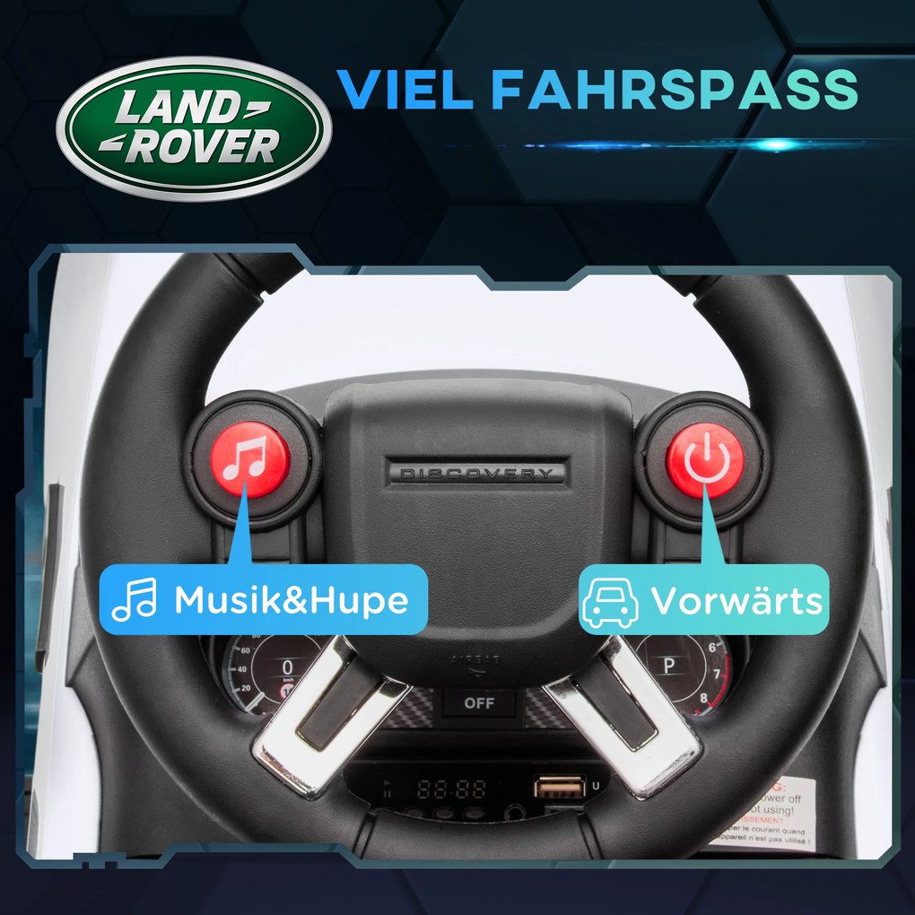 AIYAPLAY Samochód Elektryczny dla Dzieci 6V, Land Rover, Tryb Jazdy/Pchania, Reflektory, Muzyka, Biały