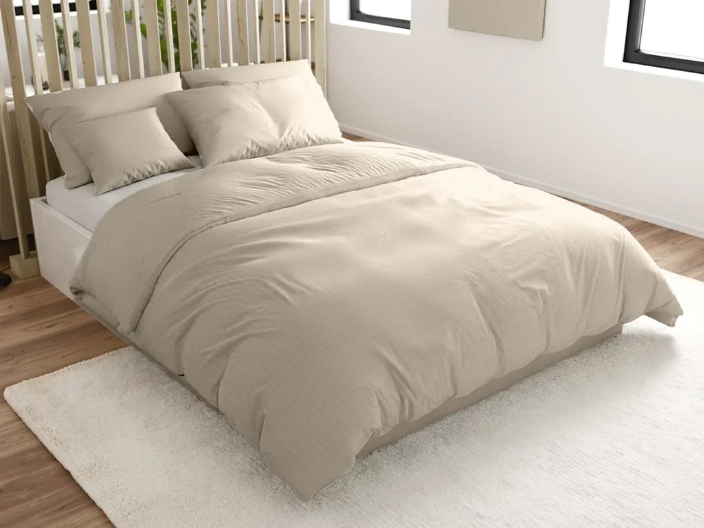 PrzytulneMieszkanie.pl PrzytulneMieszkanie.pl Bawełniana pościel z krepowym wykończeniem LUXERA szaro-brązowa hotelowa kieszeń II.gatunek Rozmiar pościeli: 70 x 90 cm | 140 x 200 cm