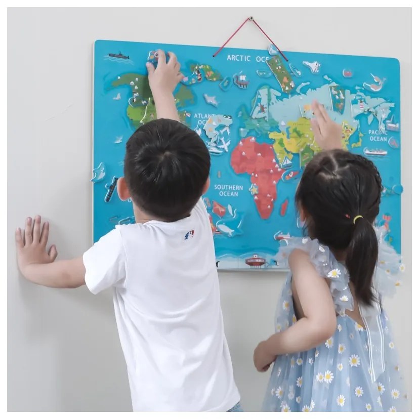 Viga 2w1 tablica edukacyjna z magnetyczną mapą świata montessori