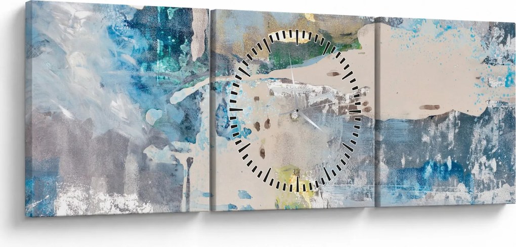 Obraz - Abstrakcja (z zegarem) (90x30 cm)