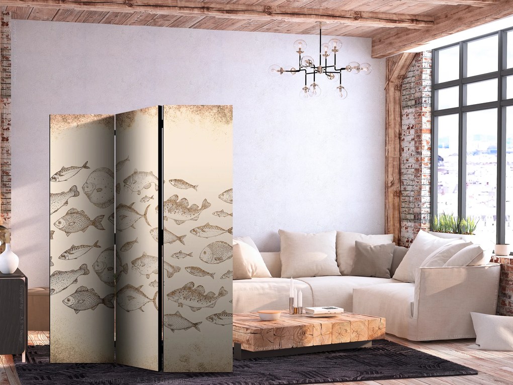 Parawan dwustronny Zwierzęta 135x172 cm 3-częściowy beżowy ARTGEIST B