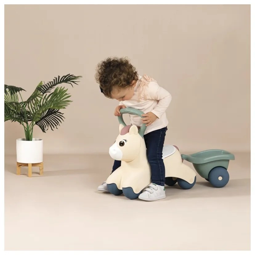 Smoby little pierwszy jeździk pony ride-on kucyk z przyczepką