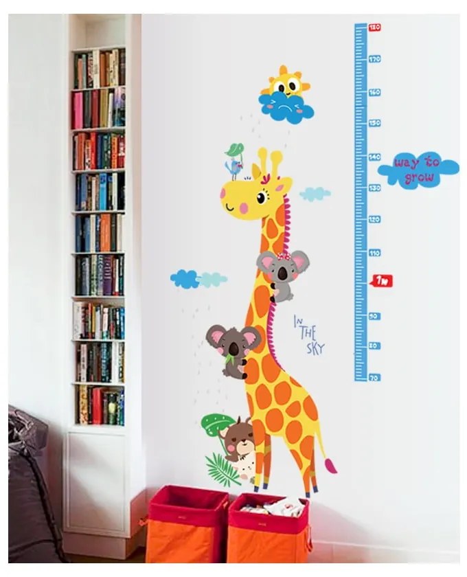 Naklejka dziecięca do mierzenia wzrostu na drzwi/na ścianę 60x120 cm Giraffe &amp; Koalas – Ambiance