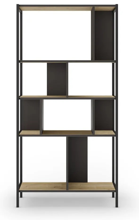 Czarny regał w dekorze dębu 88x175 cm Alabama – Marckeric