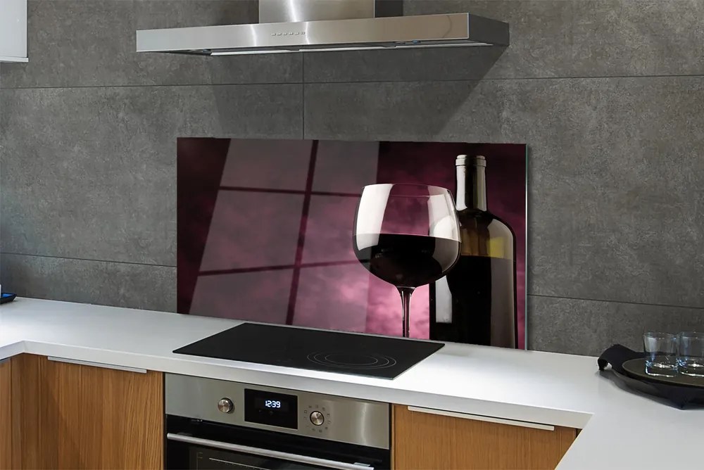 Szklany Panel Butelka i Kieliszek Wina