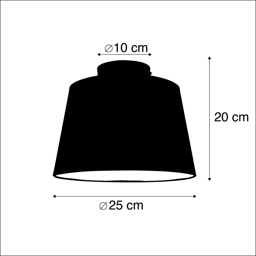 Lampa sufitowa z abażurem z bawełny czarna ze złotem 25 cm - Combi Black klasyczny/Antyczny Oswietlenie wewnetrzne