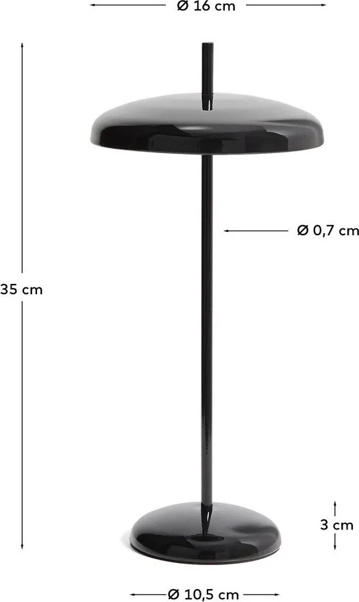 Czarna lampa stołowa LED ze ściemniaczem z metalowym kloszem (wysokość 35 cm) Porte – Kave Home