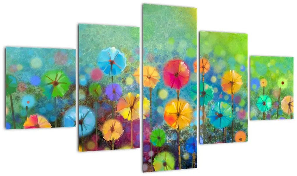 Obraz - Abstrakcyjne kwiaty (125x70 cm)