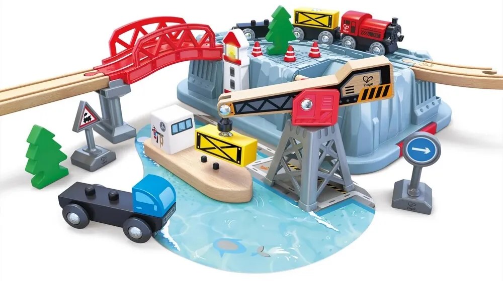 Hape Zestaw kolejowy w pudełku – Przystań