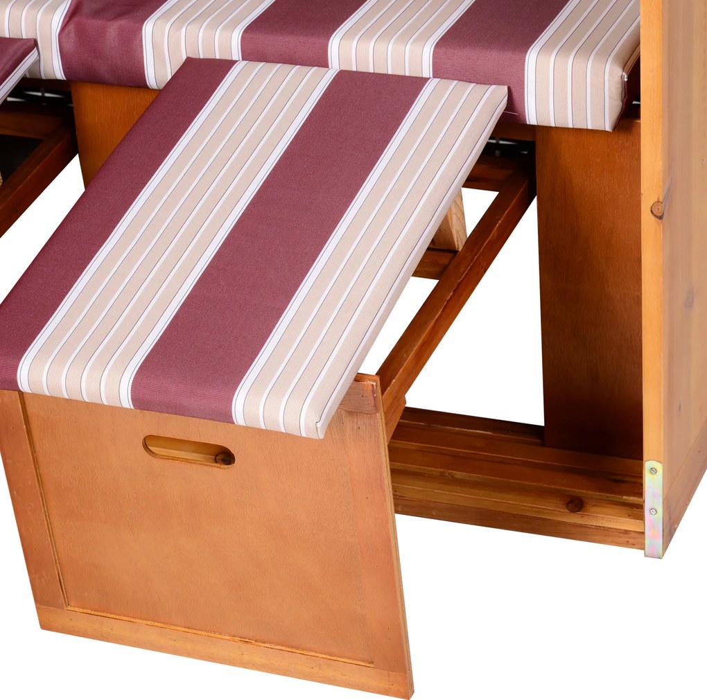 Outsunny Leżak ogrodowy 2-osobowy z daszkiem i podnóżkiem, rattan PE, czerwony, 118x79x150cm | Aosom PL