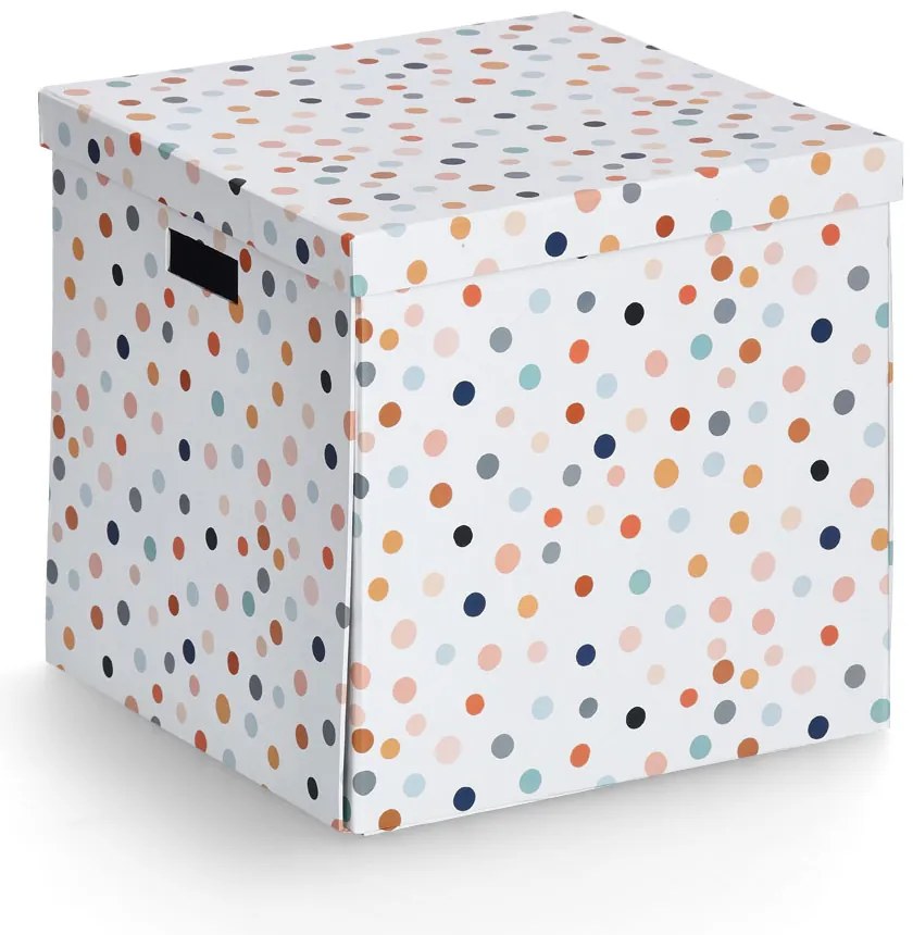 Kartonowe pudełko z pokrywą DOTS, 33,5 x 33 x 32 cm