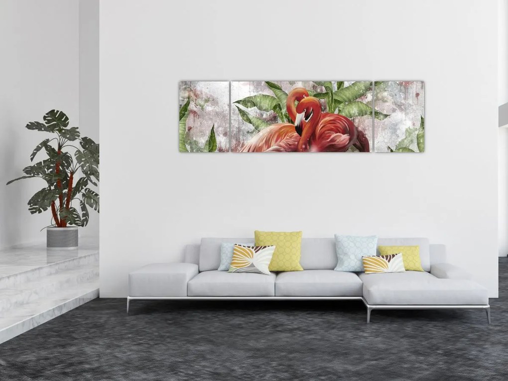 Obraz - Flamingi (170x50 cm)