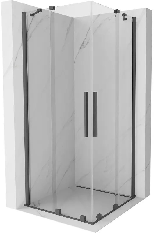 Mexen Velar Duo kabina prysznicowa rozsuwana 100 x 100 cm, transparent, gun gray szczotkowana - 871-100-100-02-66