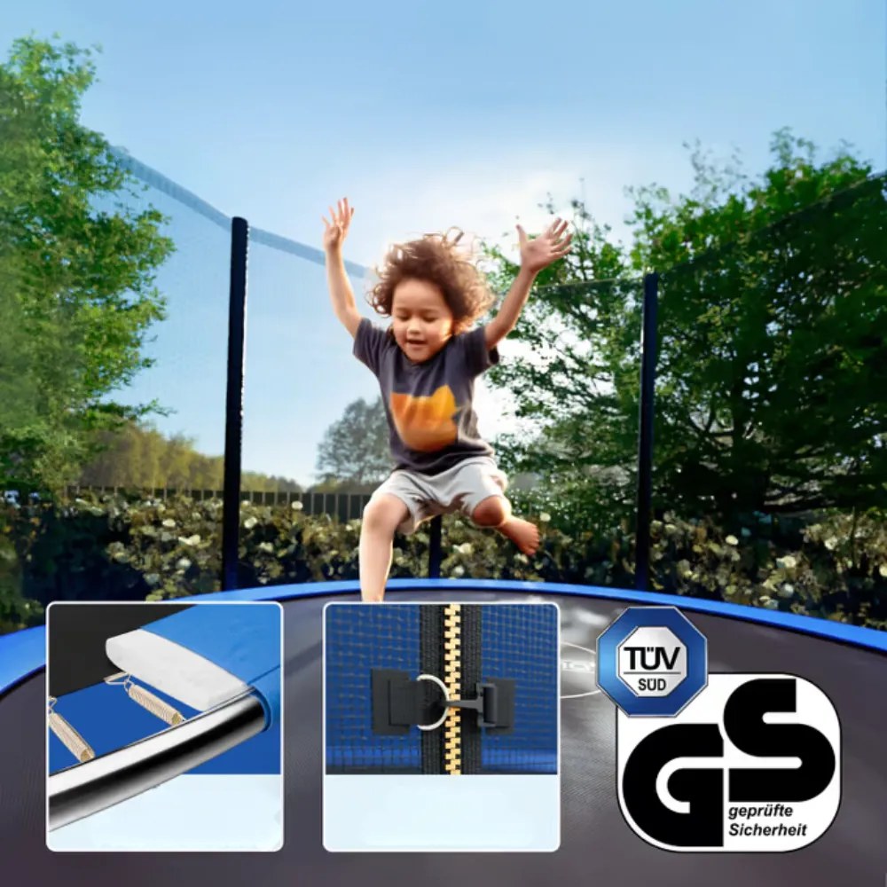 Trampolina z siatką ochronną JUMP, Ø183 cm, czarna/niebieska Monzana