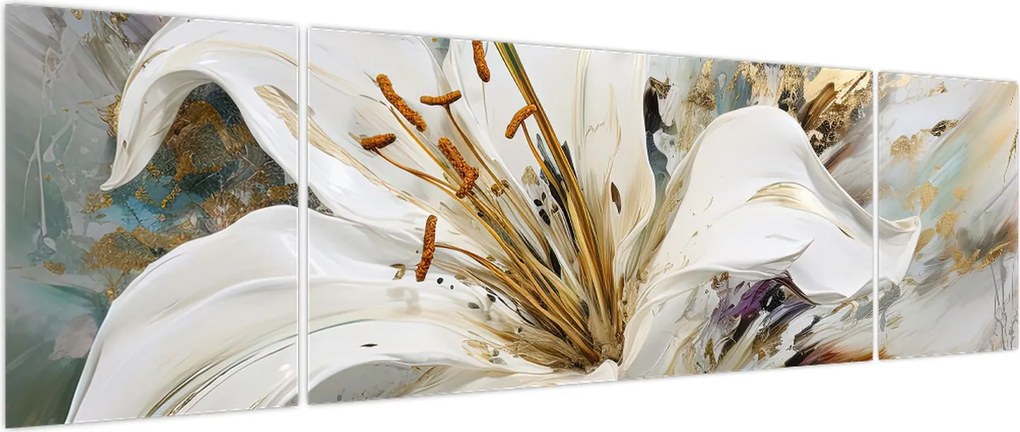 Obraz - Abstrakcja z lilią (170x50 cm)