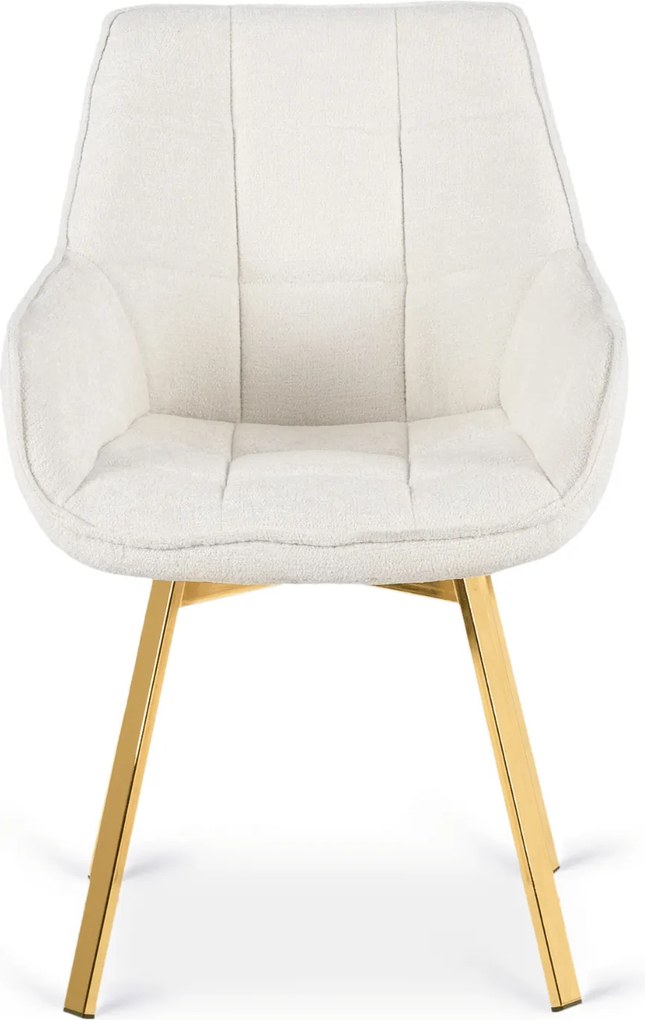 Krzesło Tapicerowane Obrotowe MIA Kremowe do Toaletki Boucle Nowoczesne