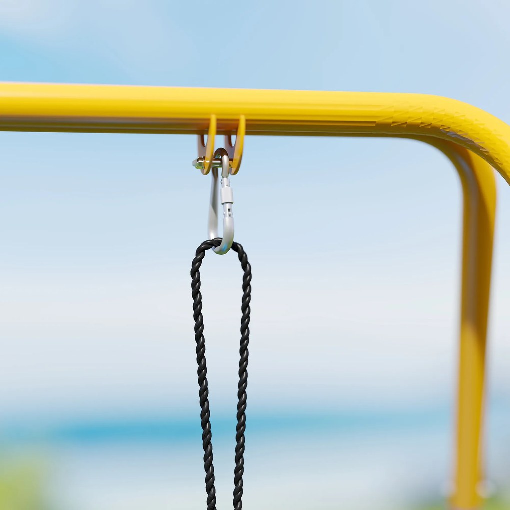 AIYAPLAY Składany stojak na huśtawkę, z ramą w kształcie litery A, 2 haki, 4 kotwy gruntowe, dla dzieci od 9 miesięcy do 8 lat, 128x155x157 cm, niebieski | Aosom PL