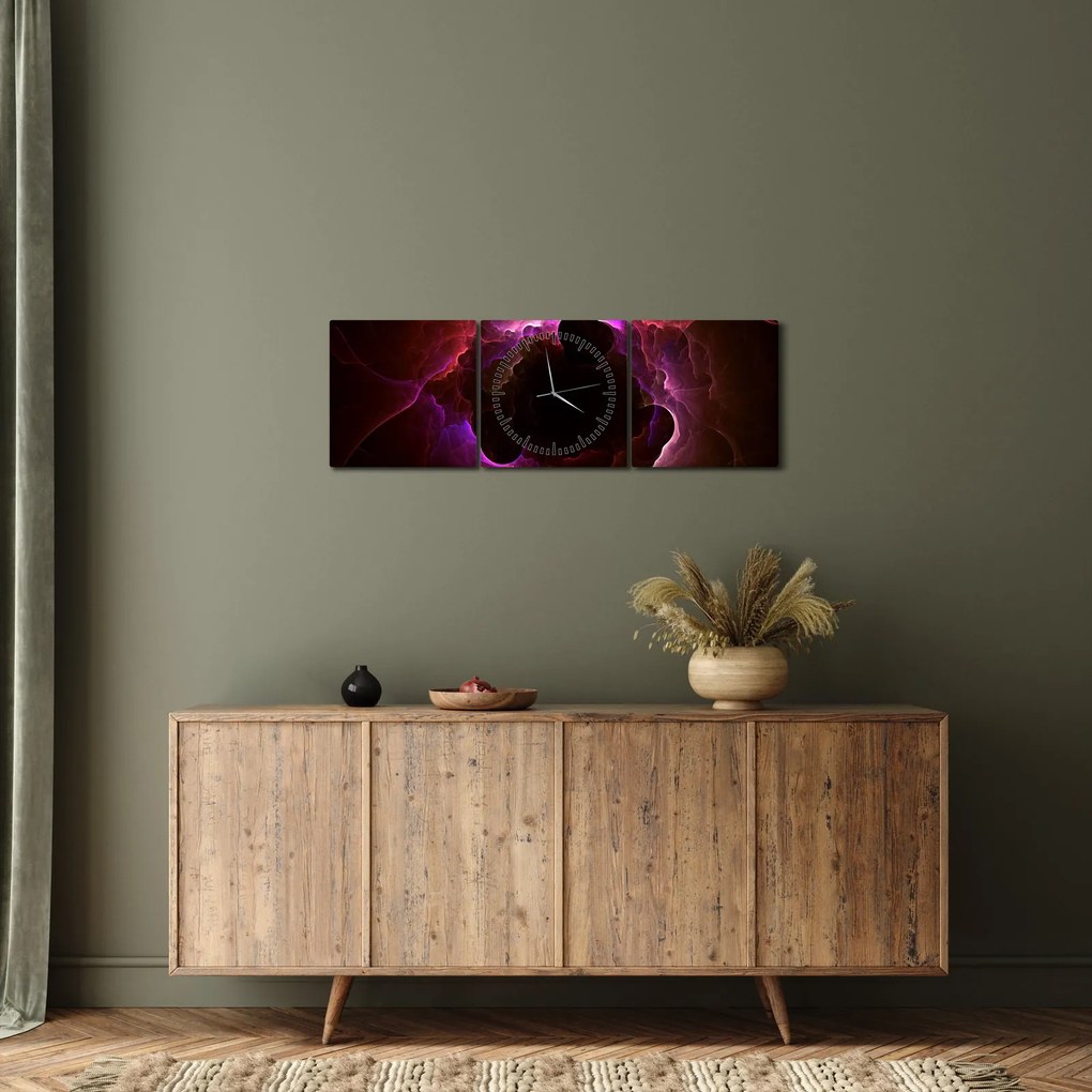 Obraz - abstrakcja chmur (z zegarem) (90x30 cm)