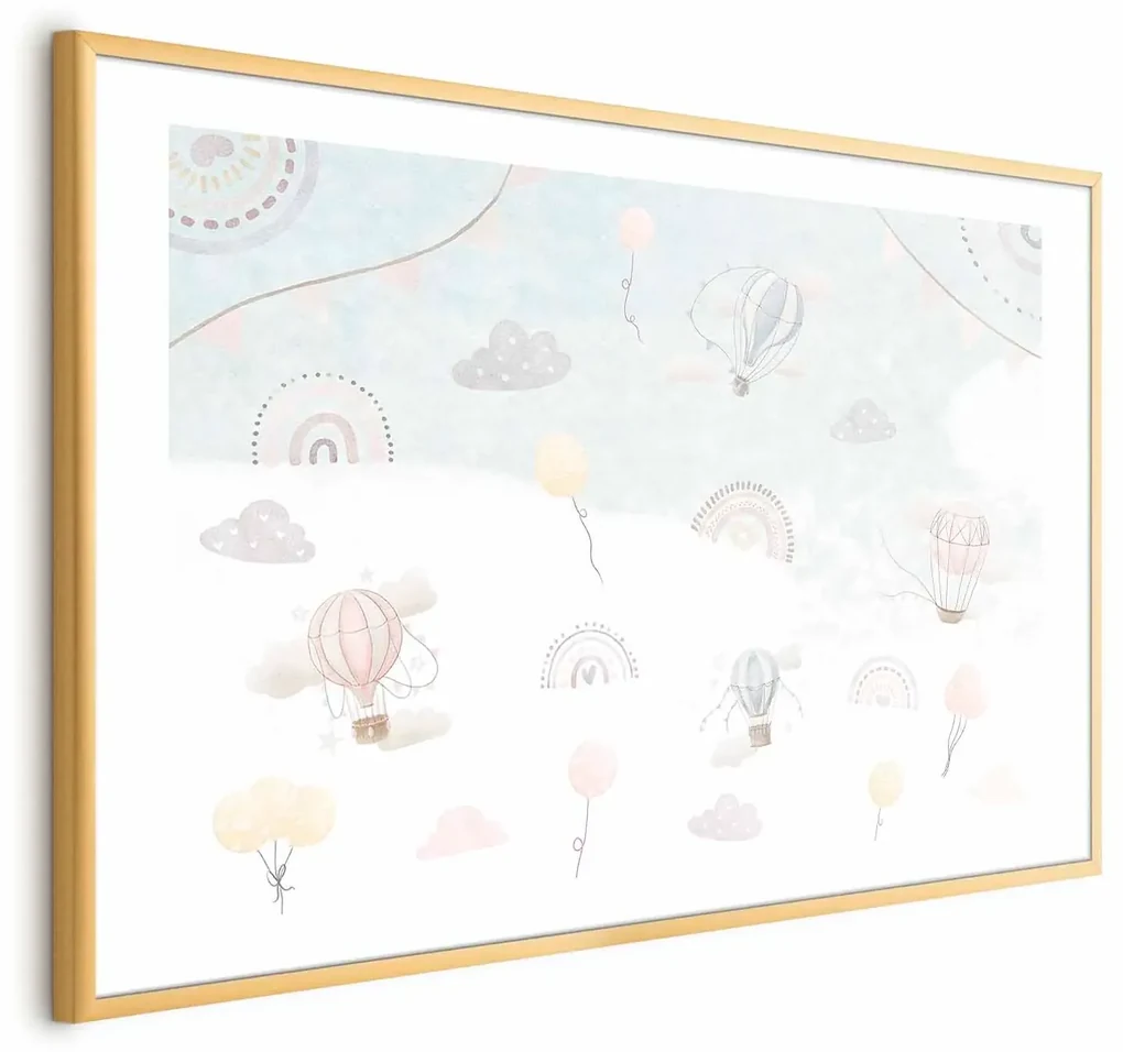 Plakat Przygoda pośród chmur 60x40 cm z ramą złotą z marginesem ARTGEIST B