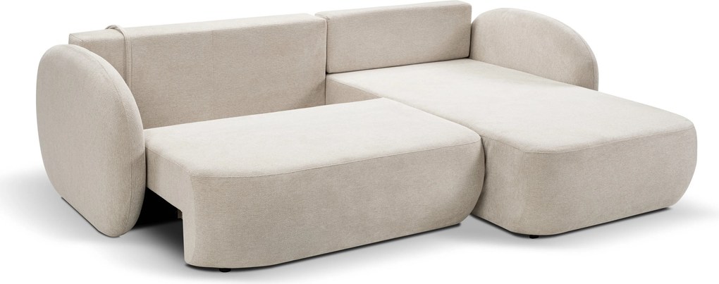 Masseno Narożnik AMICO z funkcją spania i pojemnikiem na pościel Narozniki L, Rozkładana sofa - Kremowy, ARAGON 03