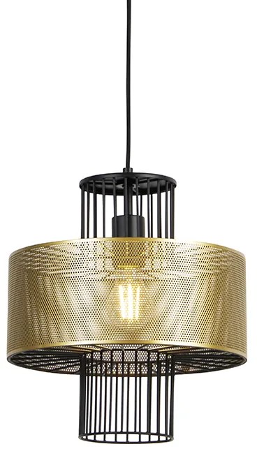 Designerska lampa wisząca złota z czarnym 30 cm - TessDesignerski Oswietlenie wewnetrzne