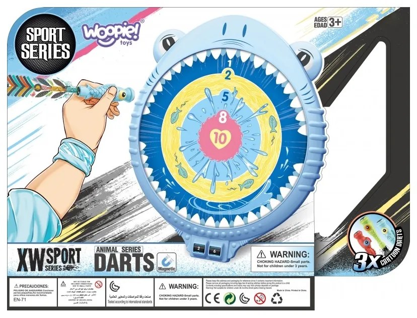 Woopie magnetyczna gra w rzutki dart tarcza wesoły rekinek