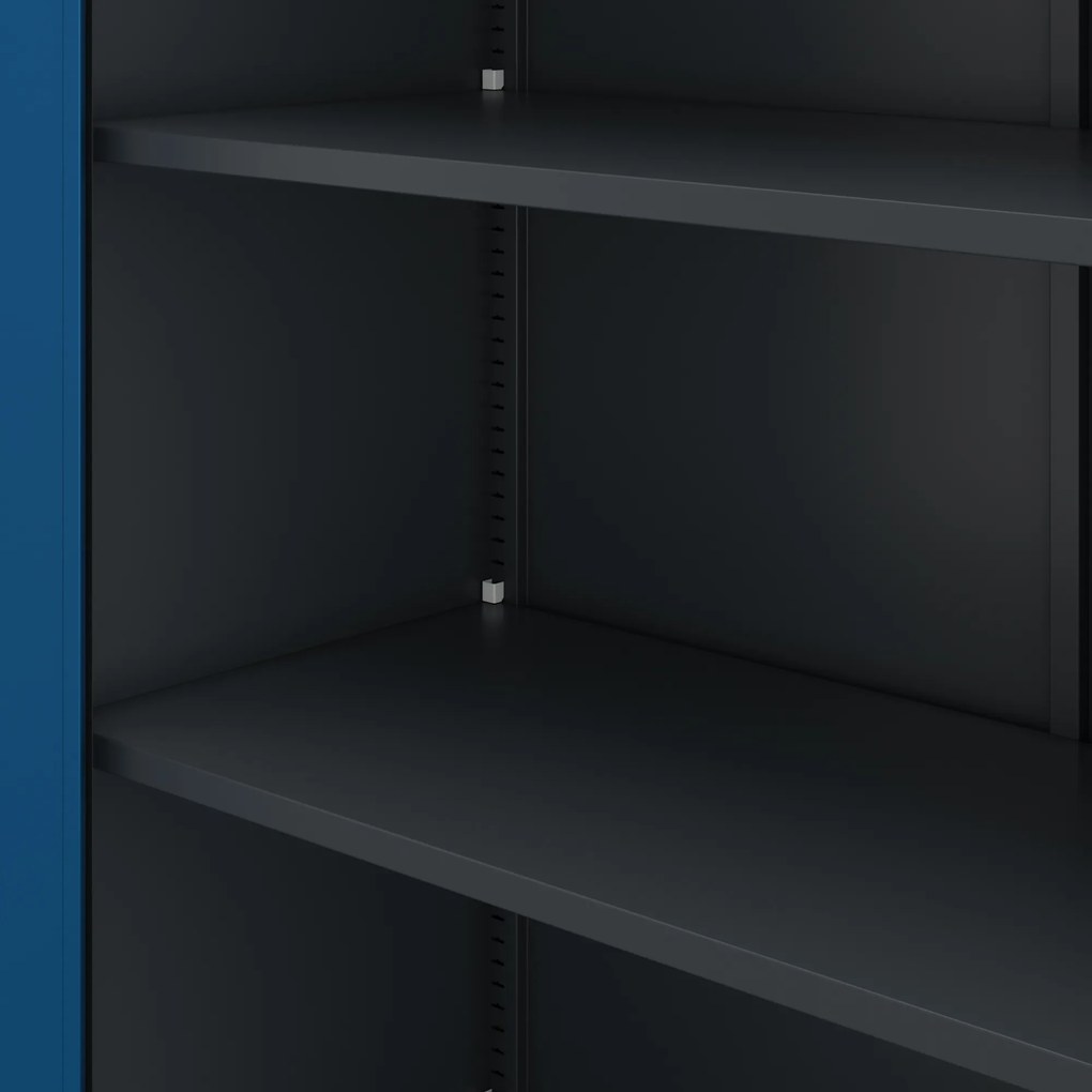 Szafa biurowa metalowa na akta antracytowo-niebieska JAN II, 1150 x 1850 x 400 mm