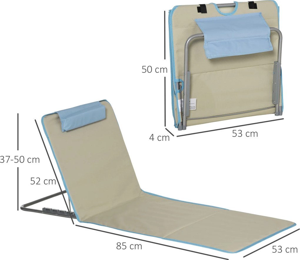 Outsunny Zestaw 2 Mat Plażowych, Regulowane, Składane, 124Dł x 53Szer x 37-50Wys cm, Beżowy