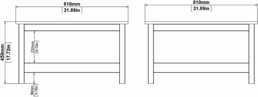 Kwadratowy stolik kawowy z półką Madrid czarny mat