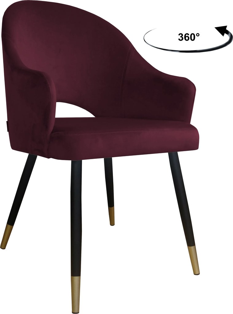 Krzesło Velvet tkanina Welur noga metalowa : Kolor nogi - Czano-złota stożek, Kolor tkaniny - VELVET - MG02, Typ siedziska - Siedzisko obrotowe 360°