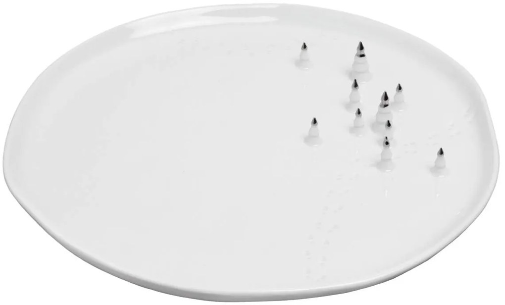 Biały porcelanowy talerz SILVER TREES