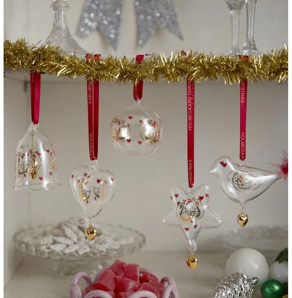 Szklana ręcznie dmuchana ozdoba świąteczna 8 cm Ann-Sofi Romme Annual Christmas Heart 2025 – Holmegaard