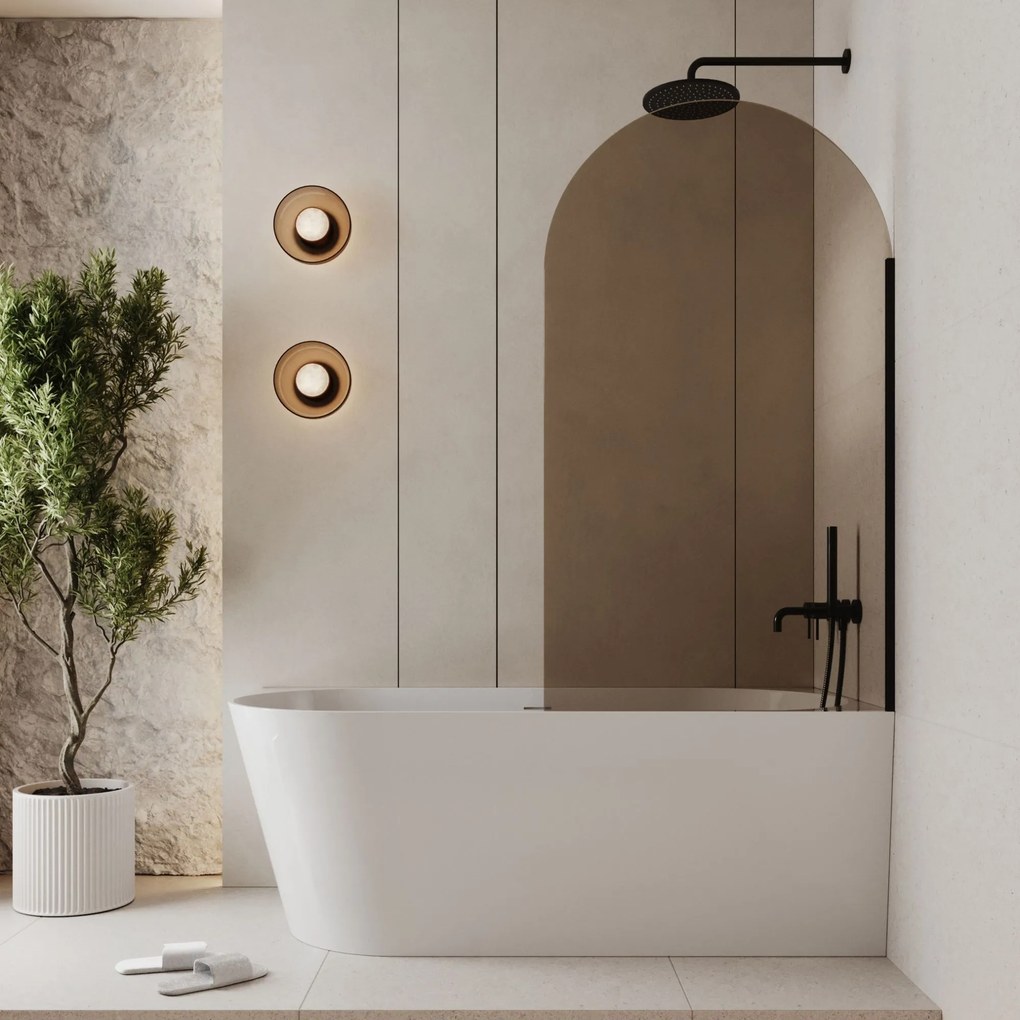 Parawan nawannowy półokrągły MOLIS Oval Brown szkło brązowe | Różne rozmiary : Kolor profili kabiny - złoty szczotkowany, Rozmiar - 70x150 cm