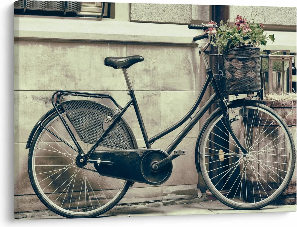 Obraz - Vintage rower z kwiatami (70x50 cm)