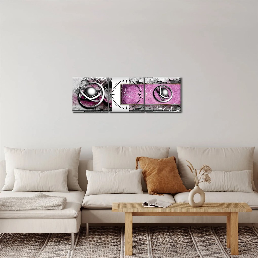 Obraz abstrakcji (z zegarem) (90x30 cm)