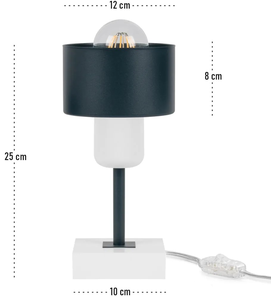 Antracytowo-biała lampka nocna stołowa DTI-AN10x10WE buk 1xE27