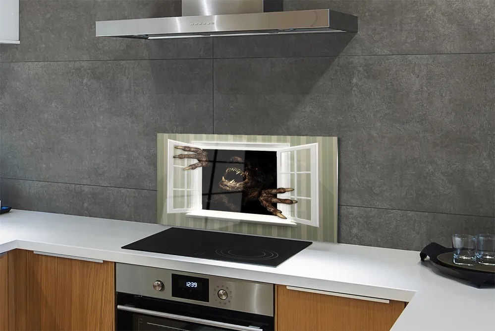 Panel szklany do Kuchni Postać w Mrocznym Oknie