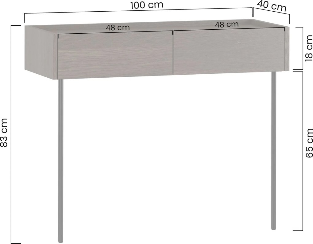 Konsola Dunari 100 cm z szufladami i metalowymi nogami - dąb dunin