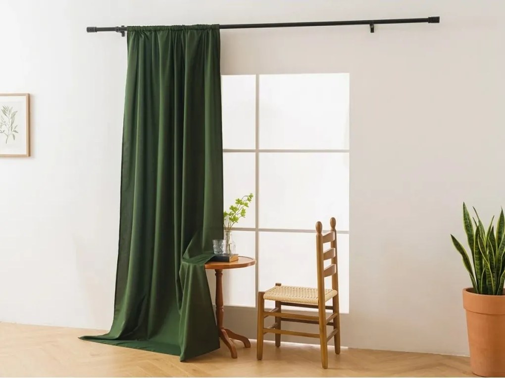 Zasłona OXFORD LIGHT 140x270 cm, ciemnozielona Zawieszanie: Taśma z wiązaniami