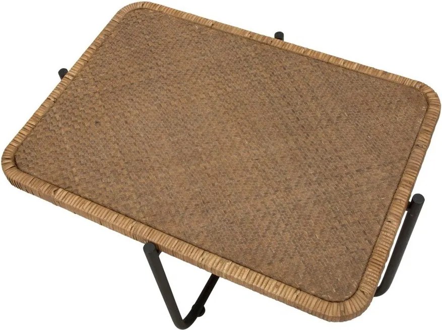 Czarno-naturalny rattanowy stolik 55x75 cm Cebu – Mauro Ferretti