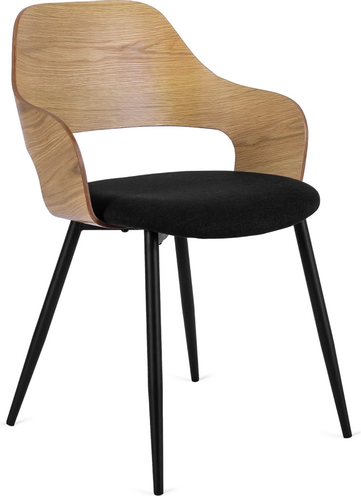 Krzesło jadalniane ze sklejki giętej Orbi, dąb złoty/czarny