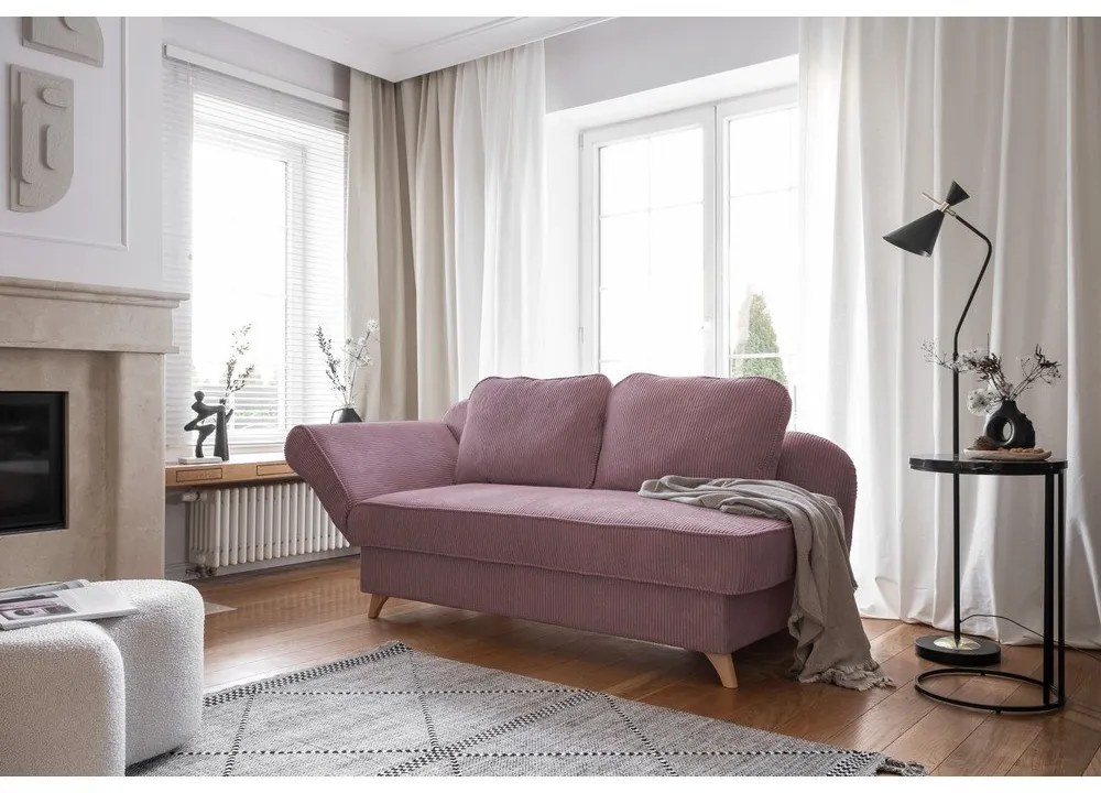 Szaroróżowy sztruksowy szezlong (lewostronny) Chic Charlotte – Miuform