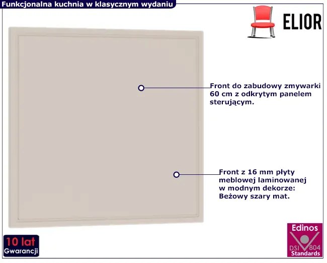 Front do zmywarki z panelem odkrytym 60 cm B5-P09