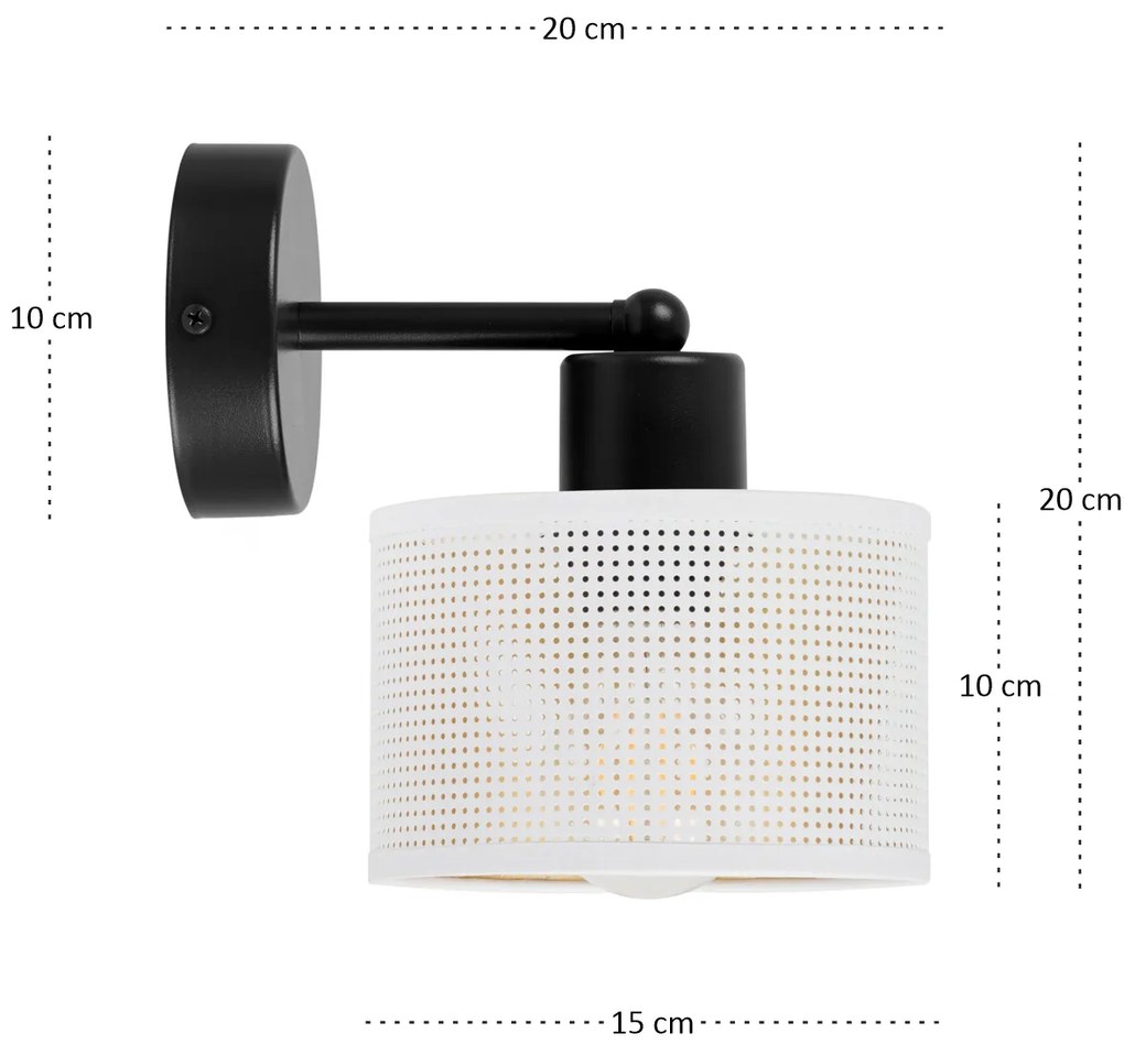 Czarny kinkiet jednopunktowy z białym abażurem WD-BE-1010SC-WE
